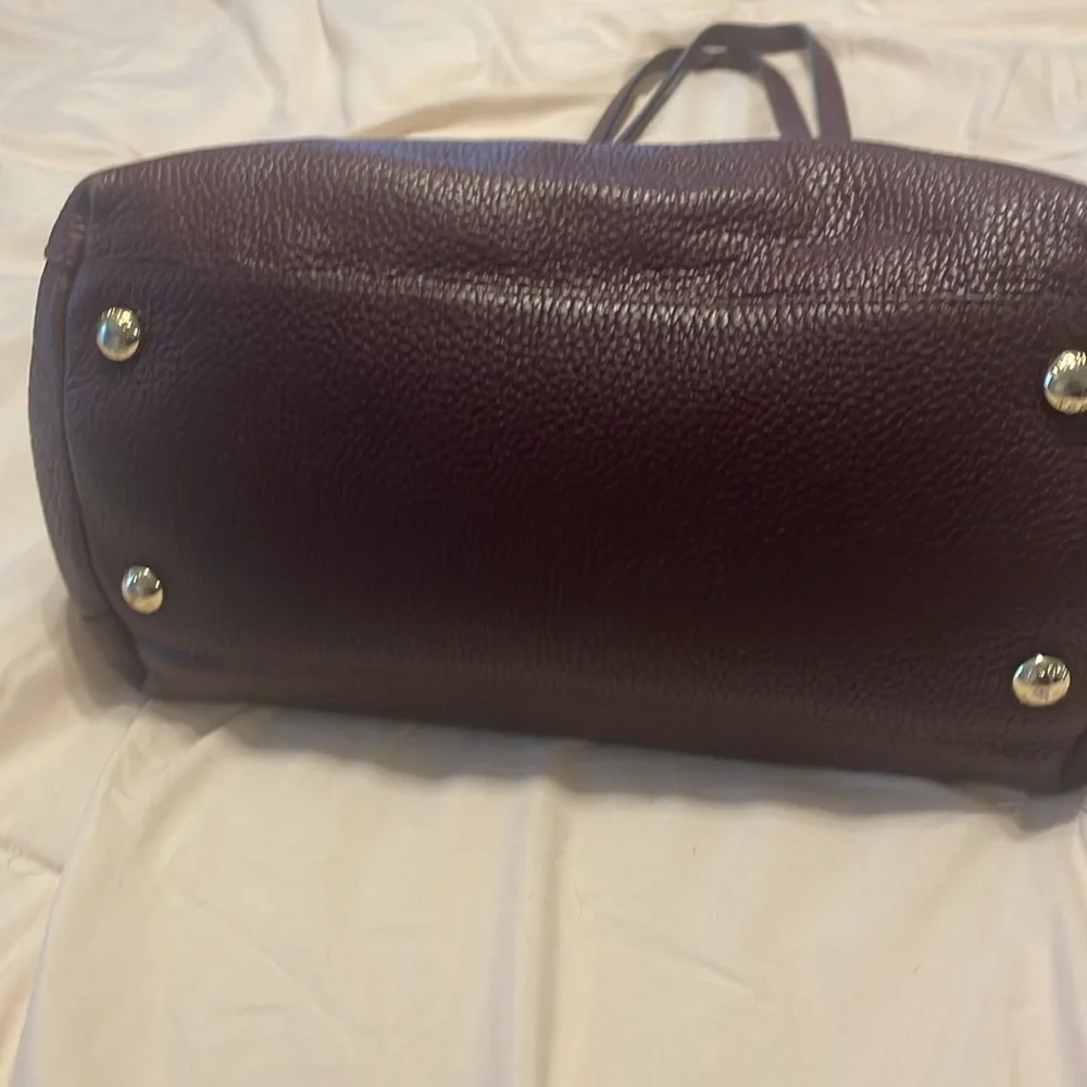 Michael Kors Burgundy Leather Tote with Gold Chain Handles